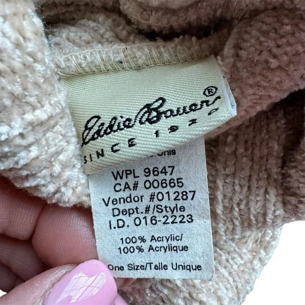 Eddie Bauer Beige Unisex Acrylic Beanie and Scarf Set One Size 2 Piece